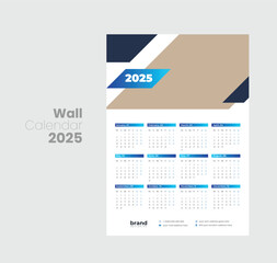Wall calendar 2025 template design
