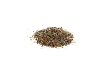 Dry chopped basil isolated on white