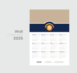 Wall calendar 2025 template design
