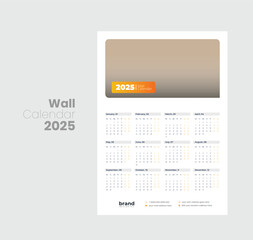 Wall calendar 2025 template design
