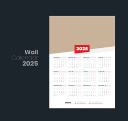 Wall calendar 2025 template design
