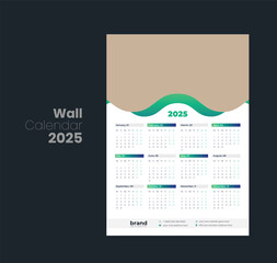 Wall calendar 2025 template design
