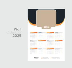 Wall calendar 2025 template design
