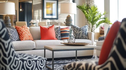 Interior Design Illustration Featuring Modern Furniture and Stylish Decor Elements