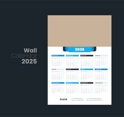Wall calendar 2025 template design

