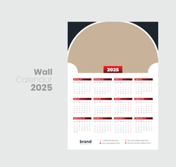 Wall calendar 2025 template design

