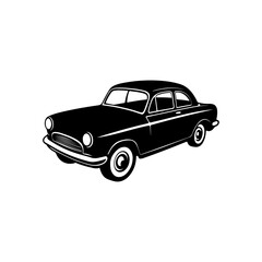 Vintage Classic Car silhouette, black and white silhouette, vector and illustration