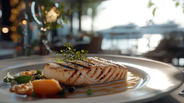 Decadent Dish of Grilled Swordfish Elegantly Presented
