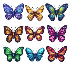 Obraz premium Nine Vibrant Butterflies: A Colorful Collection