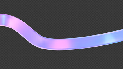 Holographic abstract wave in blue and pink gradient on an isolated background. Vector element.