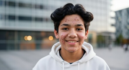 Teenage confidence in urban setting embracing diversity and individuality