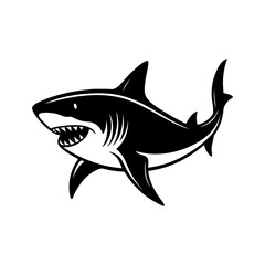 shark silhouette, black and white silhouette, vector and illustration
