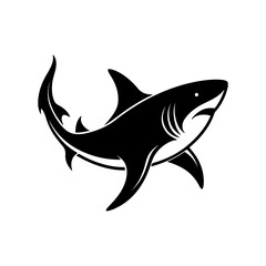 shark silhouette, black and white silhouette, vector and illustration