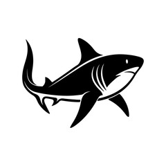 shark silhouette, black and white silhouette, vector and illustration