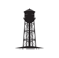 water storage tower silhouette vector illustration