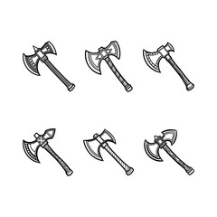 set of axe line art, black outline, vector and illustration, line art and outline