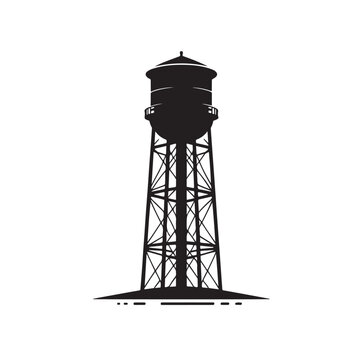 water storage tower silhouette vector illustration