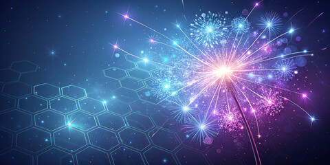 Fototapeta premium mesmerizing abstract backdrop featuring glowing sparkles in shades of blue and purple, creating vibrant and enchanting atmosphere