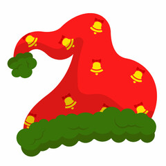 Red Santa Claus hat cap isolated on white background