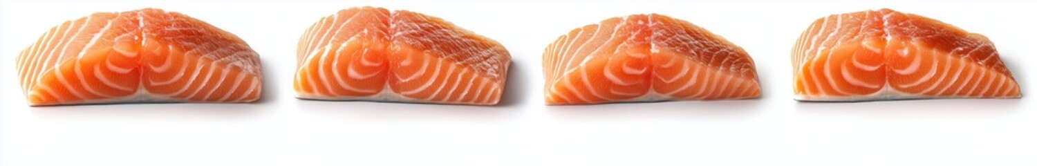 Sashimi set of salmon steaks isolated on a white background