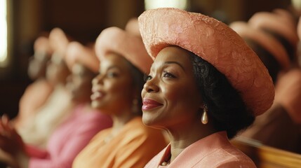 Women in vibrant hats at a lively cultural celebration