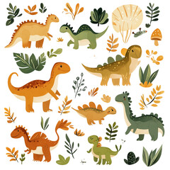 Adorable Dinosaurs in Prehistoric Garden