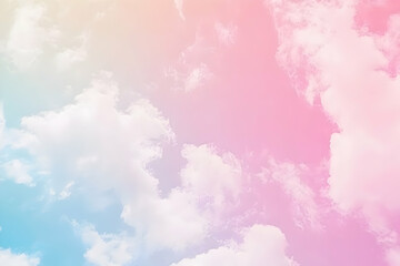 Pastel sky with fluffy clouds.