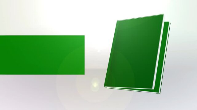 Animated book with green screen, animation of book introduction title and content