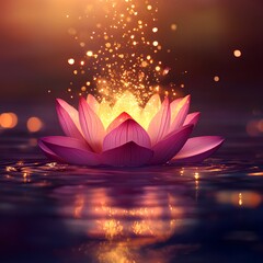 Radiant Lotus Flower with Magical Glow - Serenity and Enlightenment