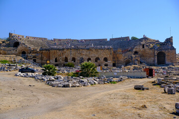 old theatre ruins in Hierapolis, Pamukkale, Turkey