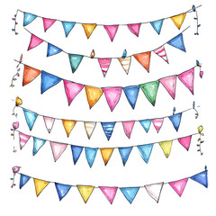 Obraz premium Colorful Bunting Collection: Festive Party Decorations