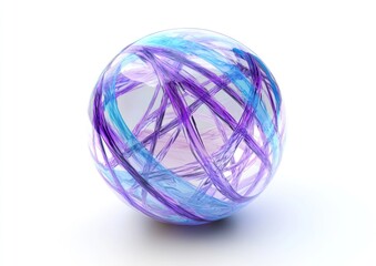 Fototapeta premium Glass sphere with blue and purple swirls.