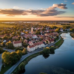 Fototapeta premium City of Kuressaare from above