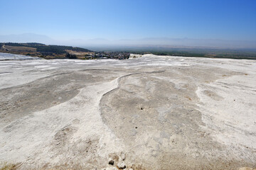 travertine carbonate mineral sedimentary rock in Pamukkale, Turkey. 