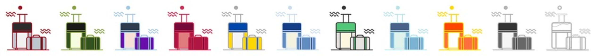 Suitcase Collection of A simple, minimalistic, flat line icon with an isolated outline.