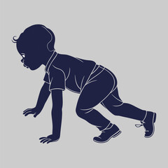 baby crawling vector design art and illustration