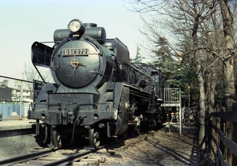 Vintage photo of D51 steam locomotive in Setagaya Park, Tokyo, Japan - 1975