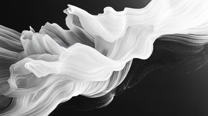 Beautiful swirling patterns of white against a dark background create a mesmerizing and elegant abstract art piece