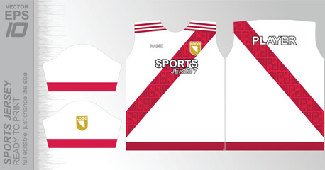 Modern ready-to-print jersey design with dynamic lines and vibrant colors. Perfect for football, basketball, cycling, or sportswear. High-quality, customizable vector file for instant printing.