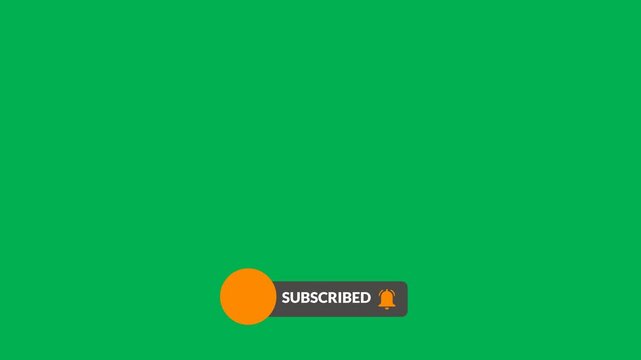 Green background with subscribed button, orange circle, and bell. Suitable for websites, social media, and newsletters for subscription prompts.