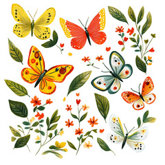 Obraz premium Vibrant Butterfly Garden: A Whimsical Illustration