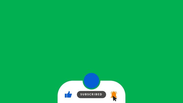 Green background with subscribed, like, and bell buttons. Perfect for social media or YouTube channel subscription notifications. Promote engagement.