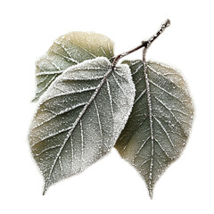 Beautiful Frozen leaves Isolated On Transparent Background 
