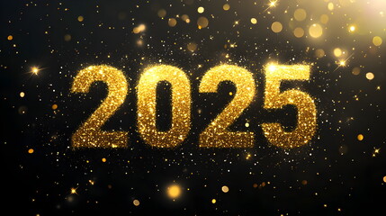 Black background with golden glimering 2025	