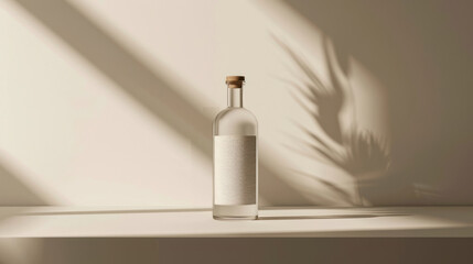 Alcohol-free bottle with minimalist design, subtle label, on a clean background