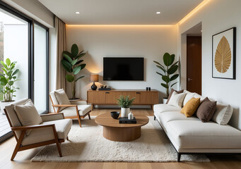 modern decor cozy living space creates warm inviting atmosphere relaxation socializing