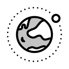 earth icon. earth and moon icon. the earth and the moon's trajectory in line style. 