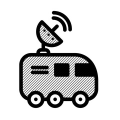 The Transmitting Car icon. Broadcasting car with satellite dish