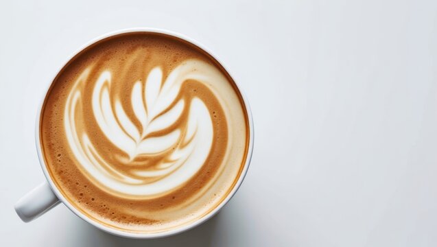 Swirling foam on the surface of a creamy latte