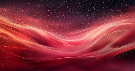 Obraz premium Vibrant Red Particle Dust Background with Soft Glowing Particles and Flowing Light Effects, Atmospheric Abstract Design Ideal for Textures and Layered Backgrounds, Generative AI